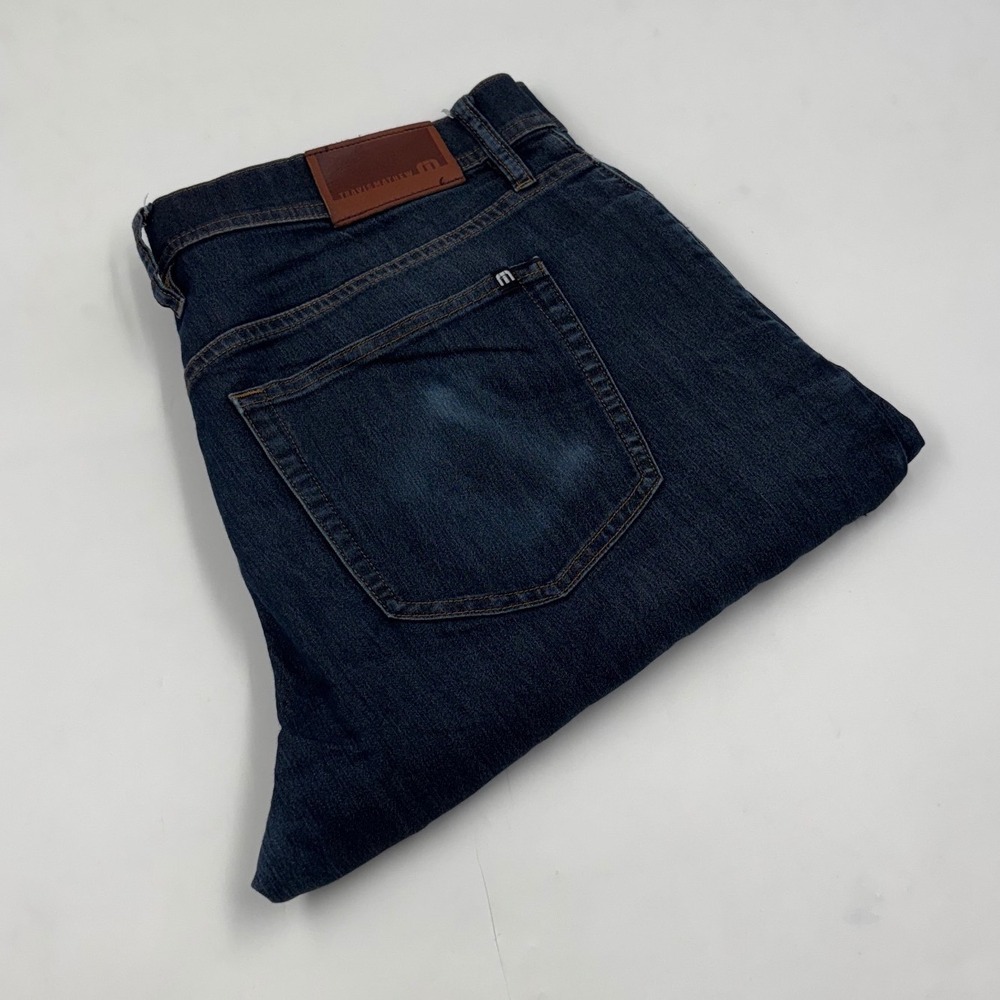 Travis Mathew Men's 34 Dark Wash Straight Leg Stretch Blue Jeans